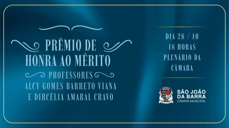 Câmara municipal de São João da Barra entrega Prêmio de Honra ao Mérito a educadores