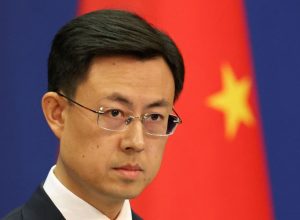 Porta-voz Guo Jiakun em Pequim  • Florence Lo/Reuters