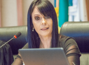 A delegada da PF Marília Ferreira Alencar em depoimento à Câmara Legislativa do Distrito Feder...