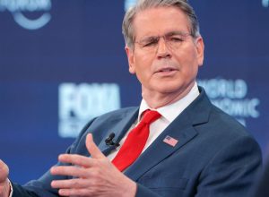 Secretário do Tesouro dos Estados Unidos, Scott Bessent, no Fórum Econômico Mundial em Davos ...