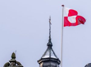 Bandeira da Groenlândia em Copenhagen, na Dinamarca  • 08/01/2026 Ritzau Scanpix/Ida Marie Od...